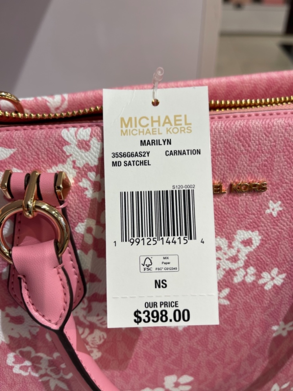 MICHAEL KORS Marilyn Medium Printed Signature Logo Satchel Crossbody Carnation - Picture 6 of 16